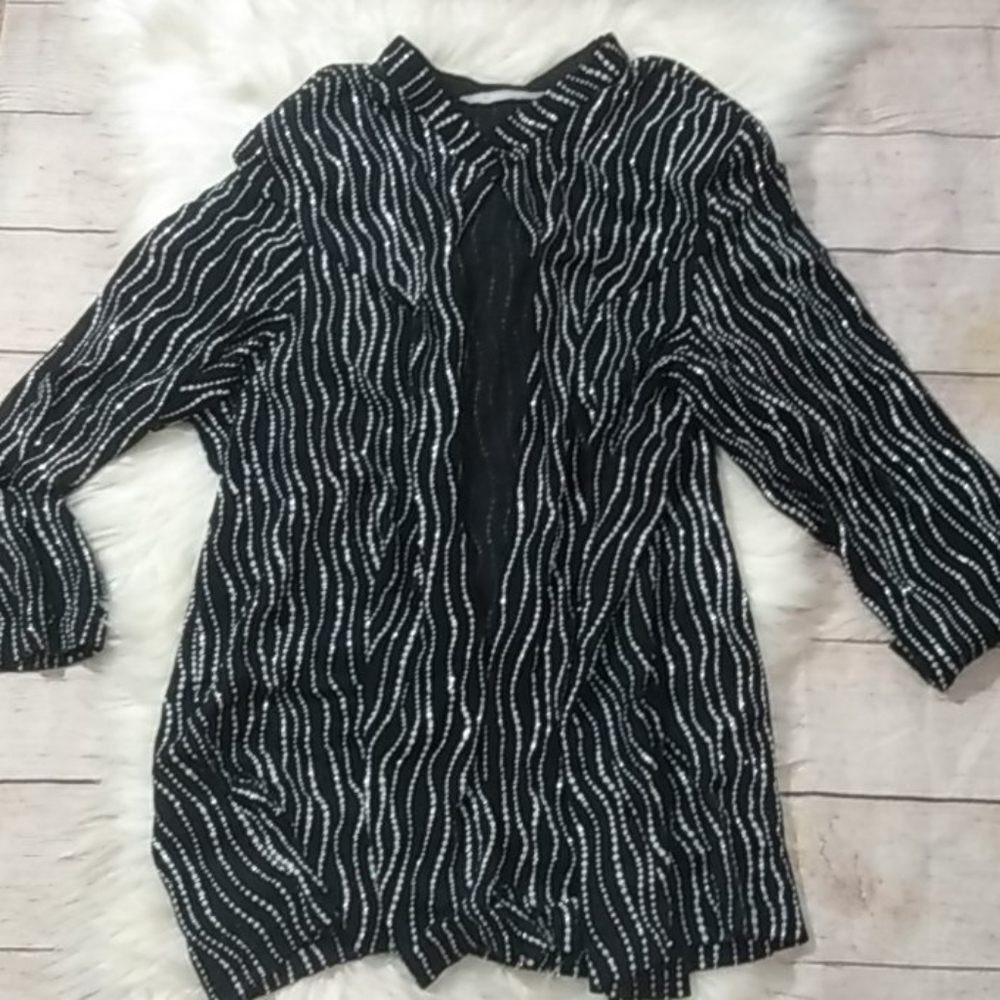 Pennington's 4x sparkle black open front cardigan